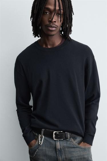 REGULAR FIT TEXTURED SWEATER - Navy blue by Zara - Image 4