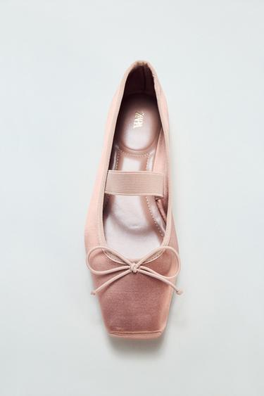 SATIN BALLERINA SHOES WITH BOW - Pink by Zara