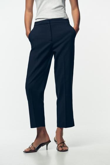 TROUSERS WITH VENT ON THE HEM - Dark navy by Zara