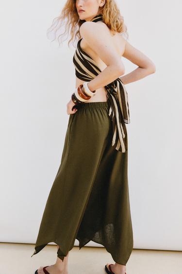 JUPE-CULOTTE ASYMÉTRIQUE - Kaki de Zara - Image 3