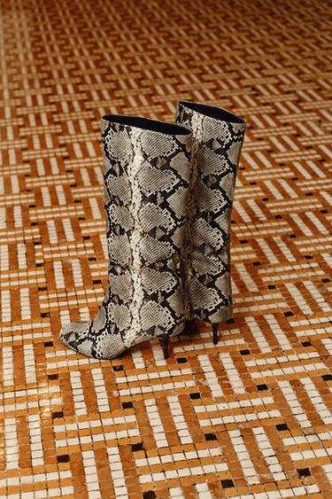 Zara HEELED ANIMAL PRINT BOOTS - Multi-color