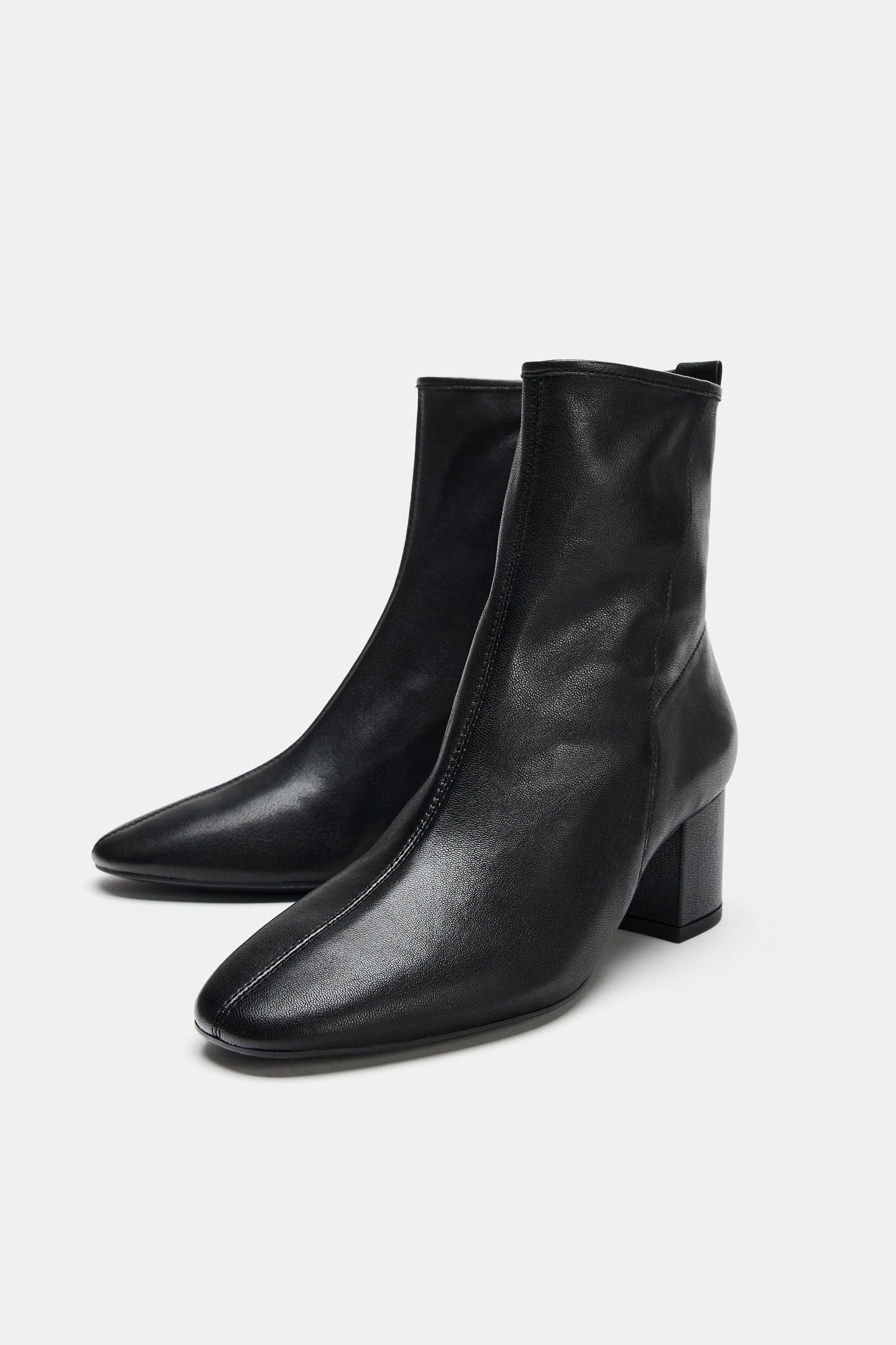 SOFT LEATHER HEELED ANKLE BOOTS