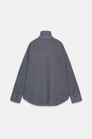 CHECK SHIRT WITH SCARF ZW COLLECTION - Navy blue by Zara - Image 5