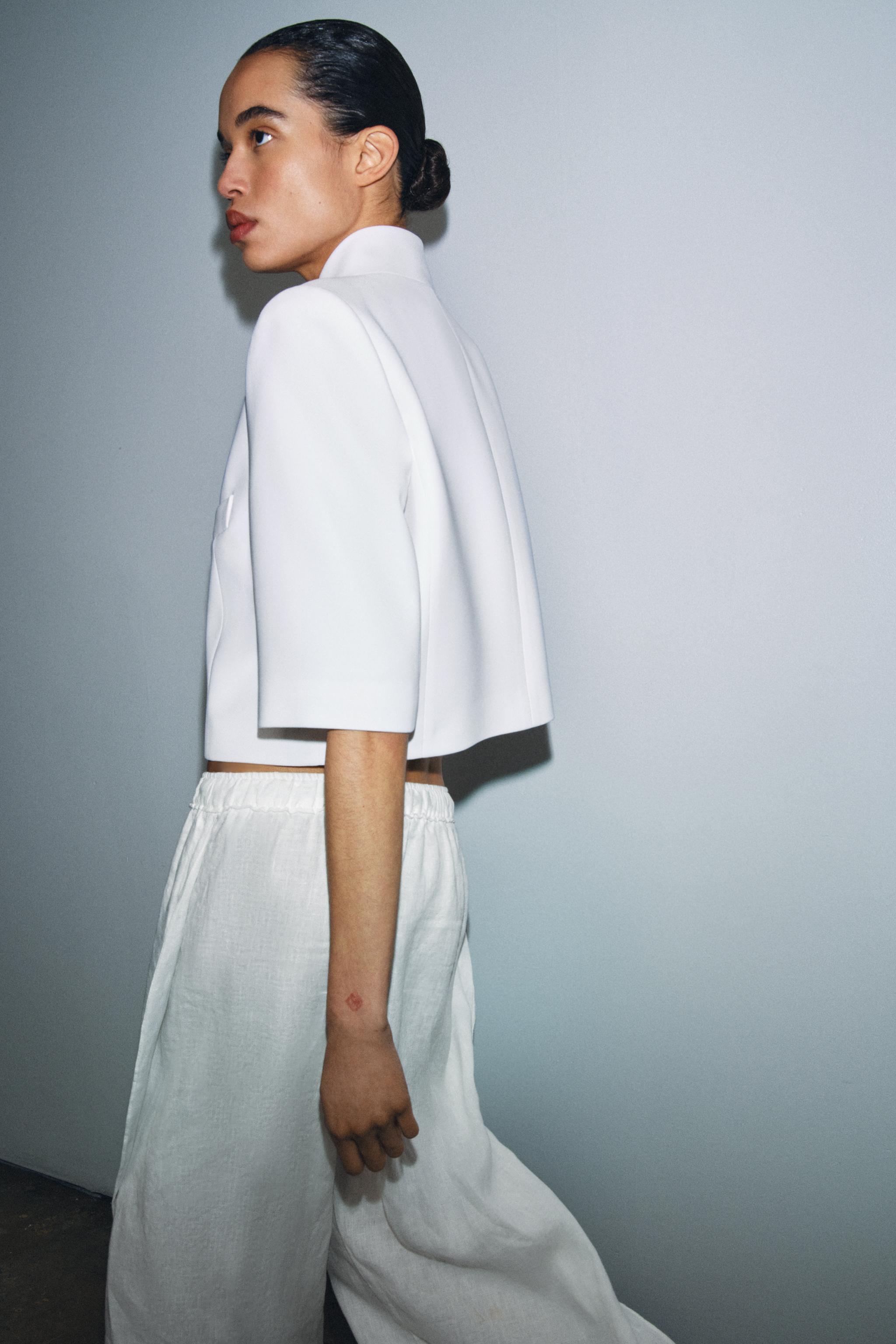 SHORT SLEEVE CROPPED BLAZER ZW COLLECTION