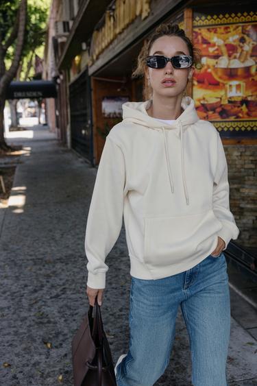 Zara BASIC DUKSERICA SA KAPULJAČOM – Ekru