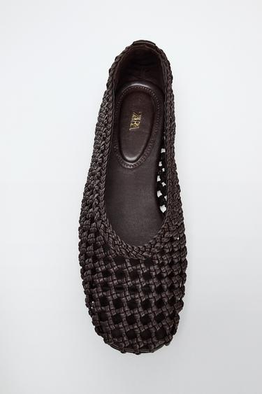 BRAIDED BALLET FLATS - Brown by Zara