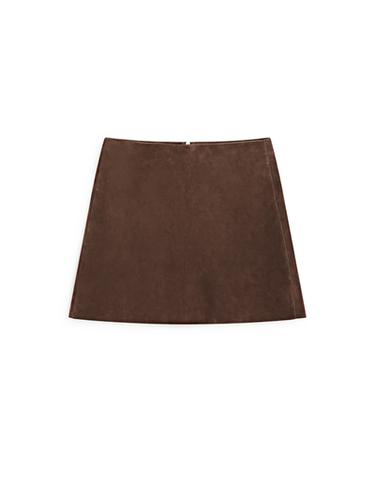 Minijupe en cuir effet daim - Marron de Zara