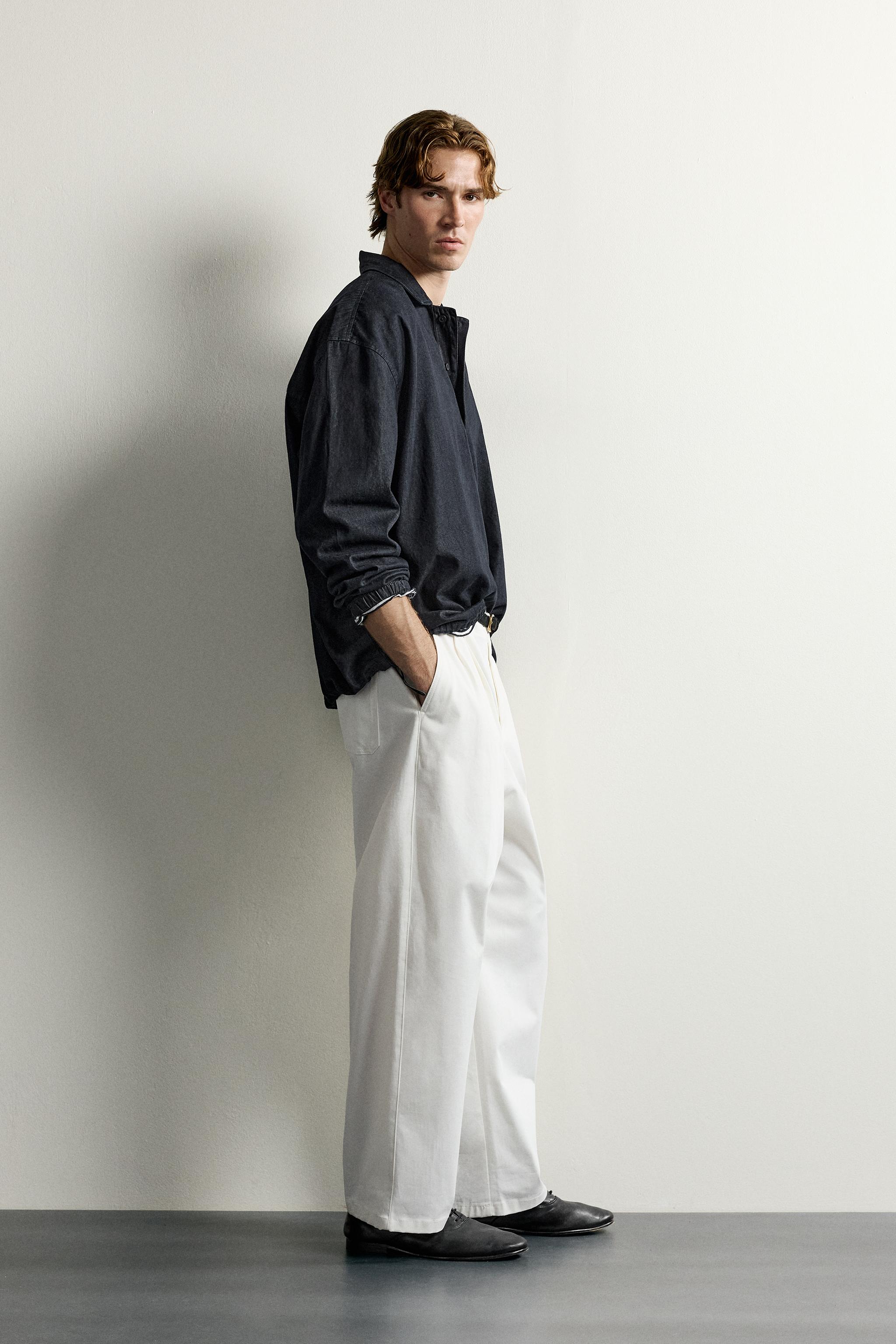 RELAXED FIT DENIM POLO SHIRT
