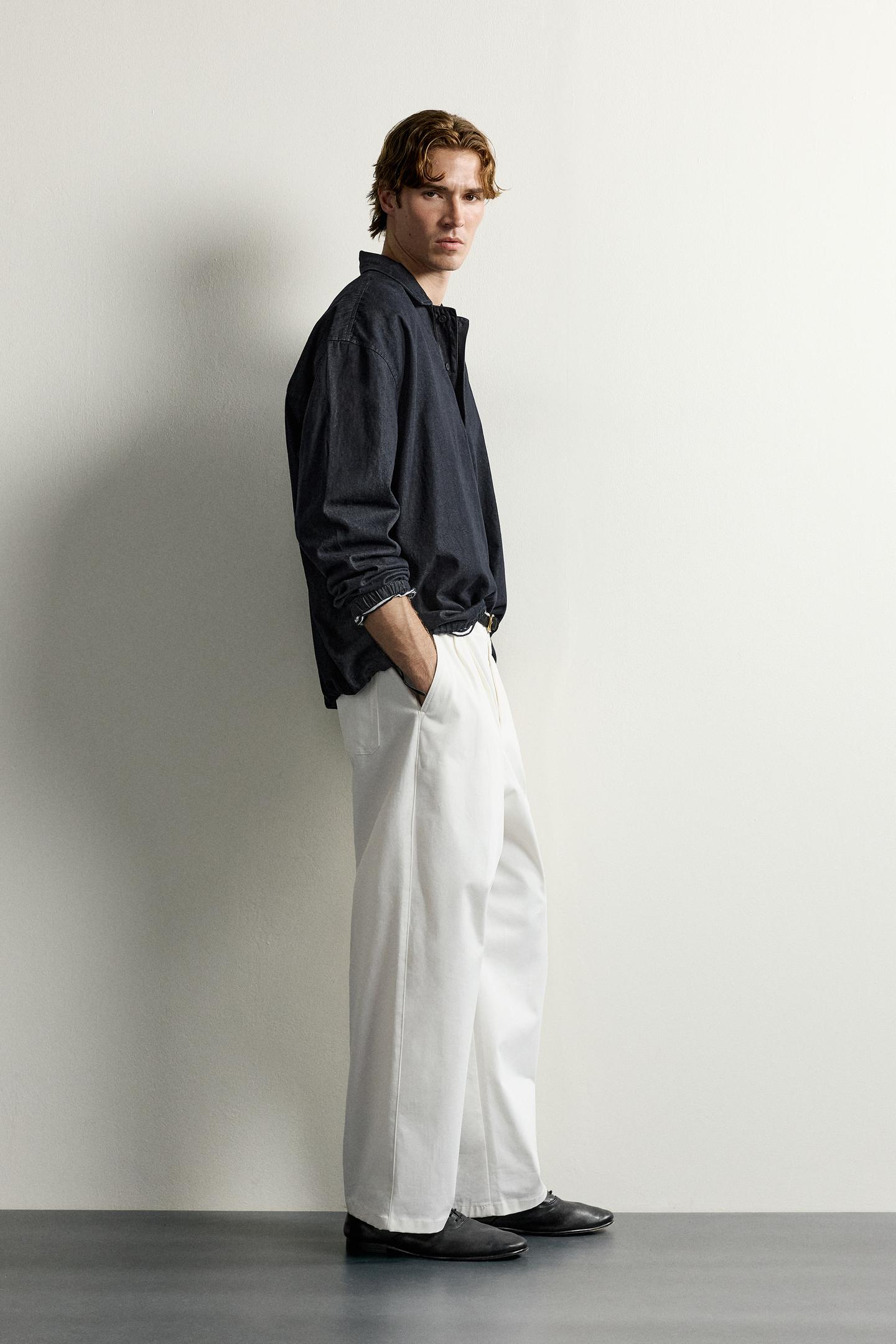 Мужское поло Zara Relaxed Fit Denim Polo, цвет: Индиго — фото 4