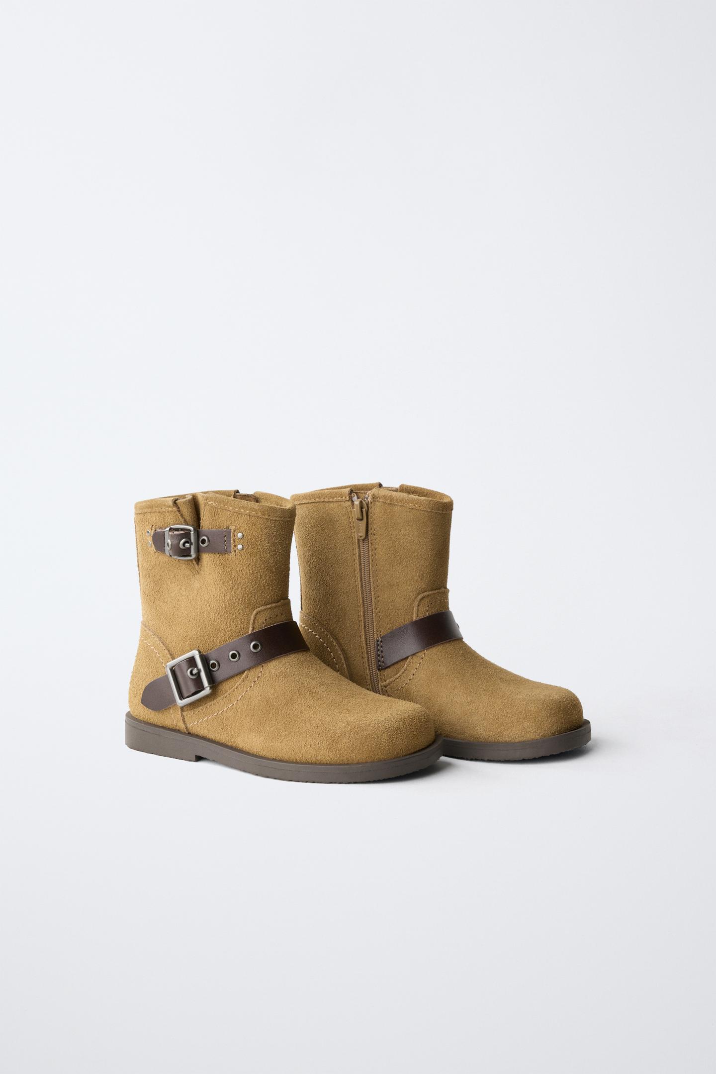Детские ботинки Zara Leather Double-Buckle Ankle, цвет: Коричневый — фото 2