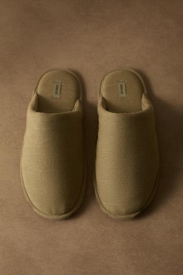 LINEN SLIPPERS - Green by Zara - Image 5