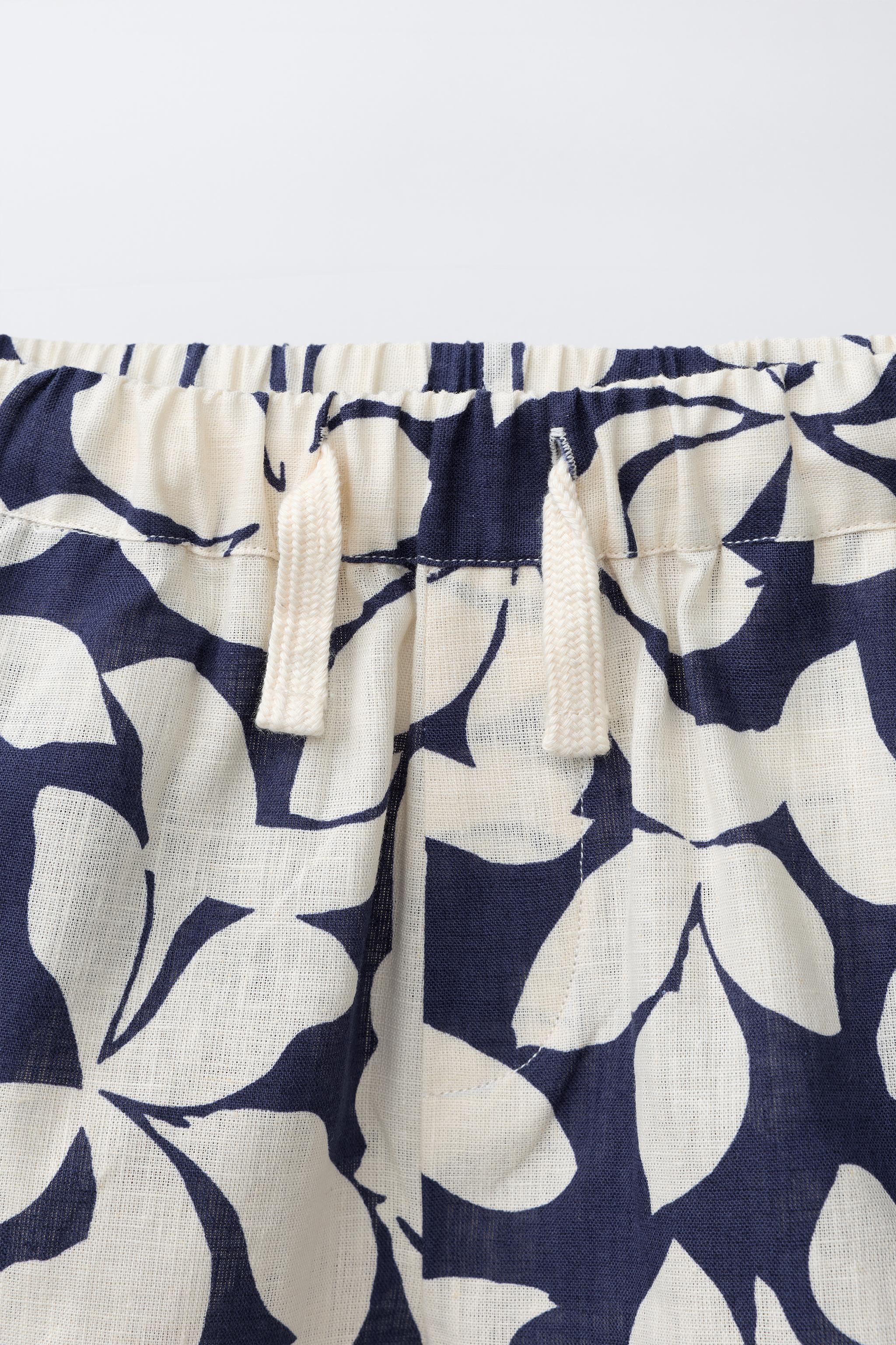FLORAL PRINT SHORTS WITH COTTON AND LINEN