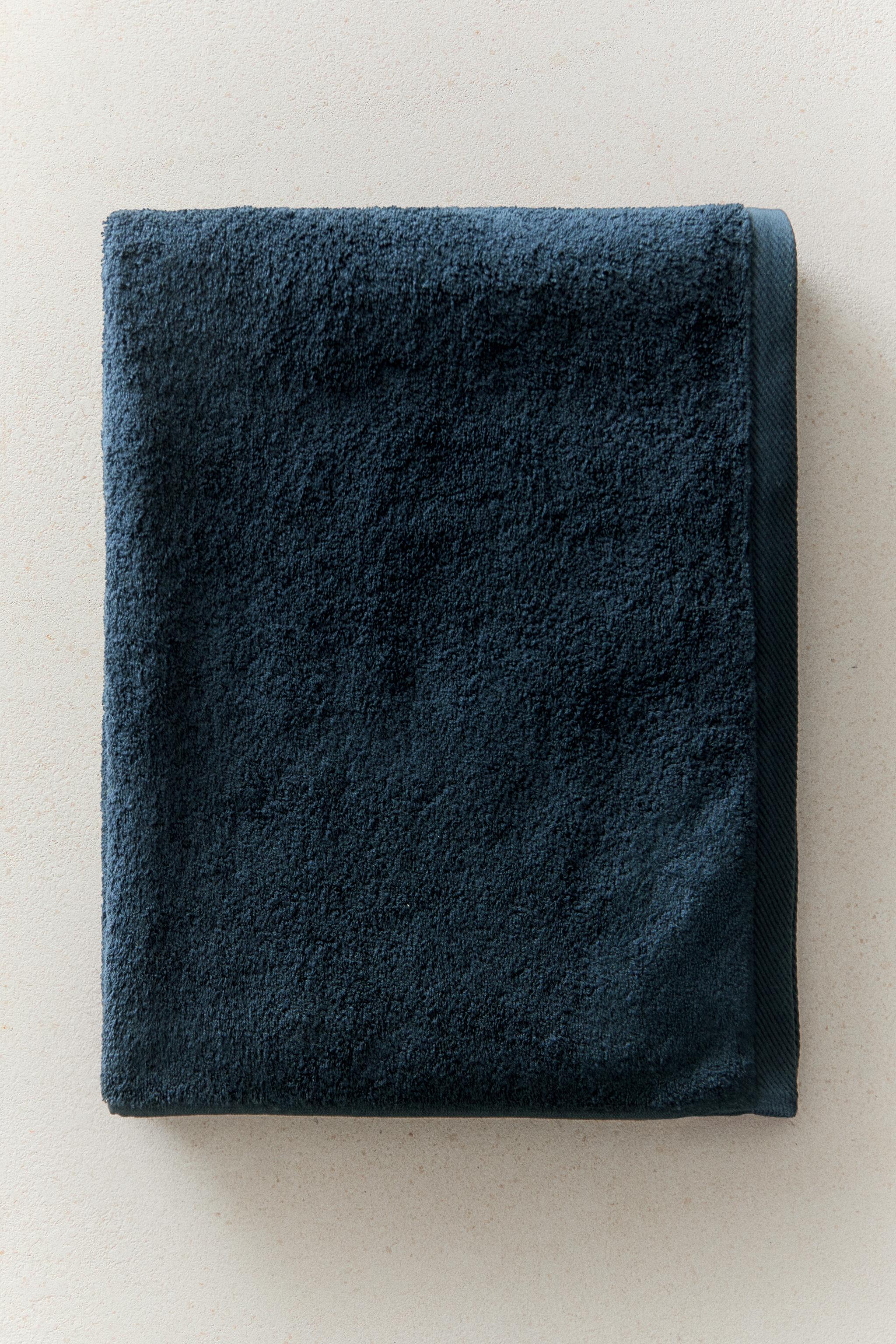 PLAIN COTTON TERRY BATH TOWEL (500 GSM) — Navy blue