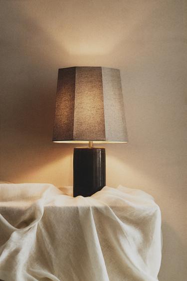 STONEWARE TABLE LAMP - Anthracite grey by Zara