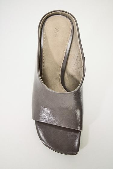 LIMITED EDITION LEATHER HEELED MULES - Grey by Zara