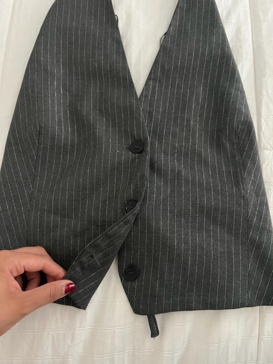 TIED PINSTRIPE VEST TOP - Image 2