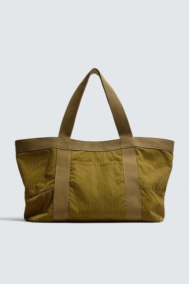 SAC SHOPPER EFFET CORDUROY - Vert kaki de Zara