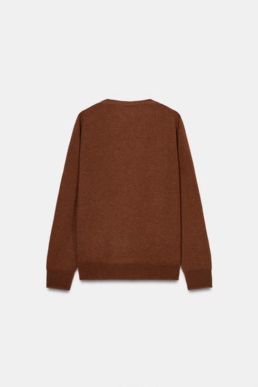 100% EXTRA-SOFT WOOL CARDIGAN - Brown by Zara - Image 6