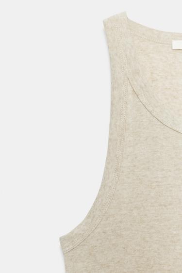 TOP EN LIN À ENCOLURE AMÉRICAINE - Beige chiné de Zara - Image 6
