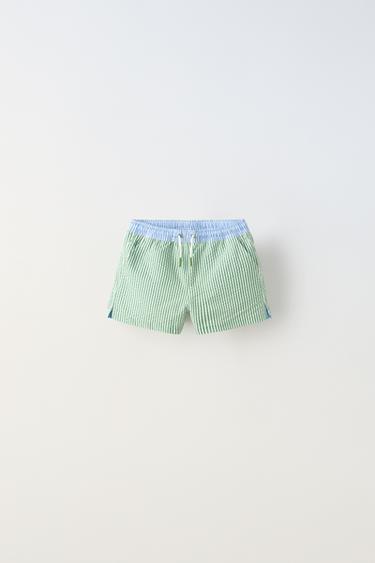 1-6 ANS/ SHORT DE BAIN À RAYURES TEXTURÉES - Vert de Zara