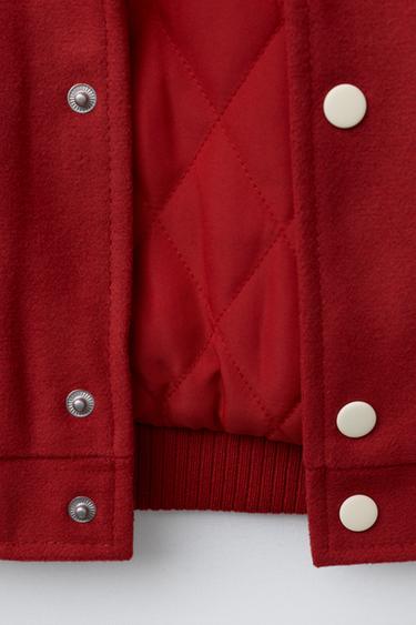 BLOUSON BOMBER EN DRAP DE LAINE ET MANCHES À AVEC PIÈCES - Rouge de Zara - Image 7