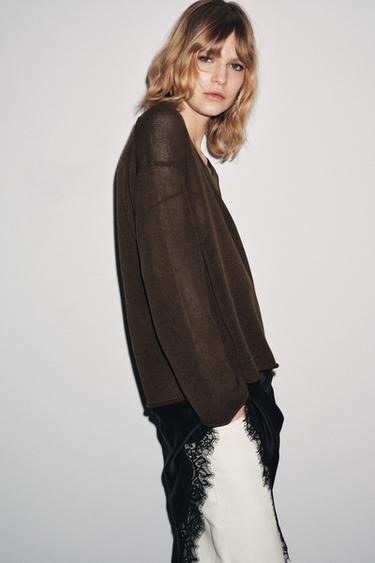 سترة ريفية محاكة - بني الخاص بـ Zara