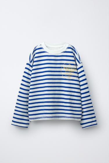 Zara TRIIBULINE TEKSTIGA SÄRK - Sinine