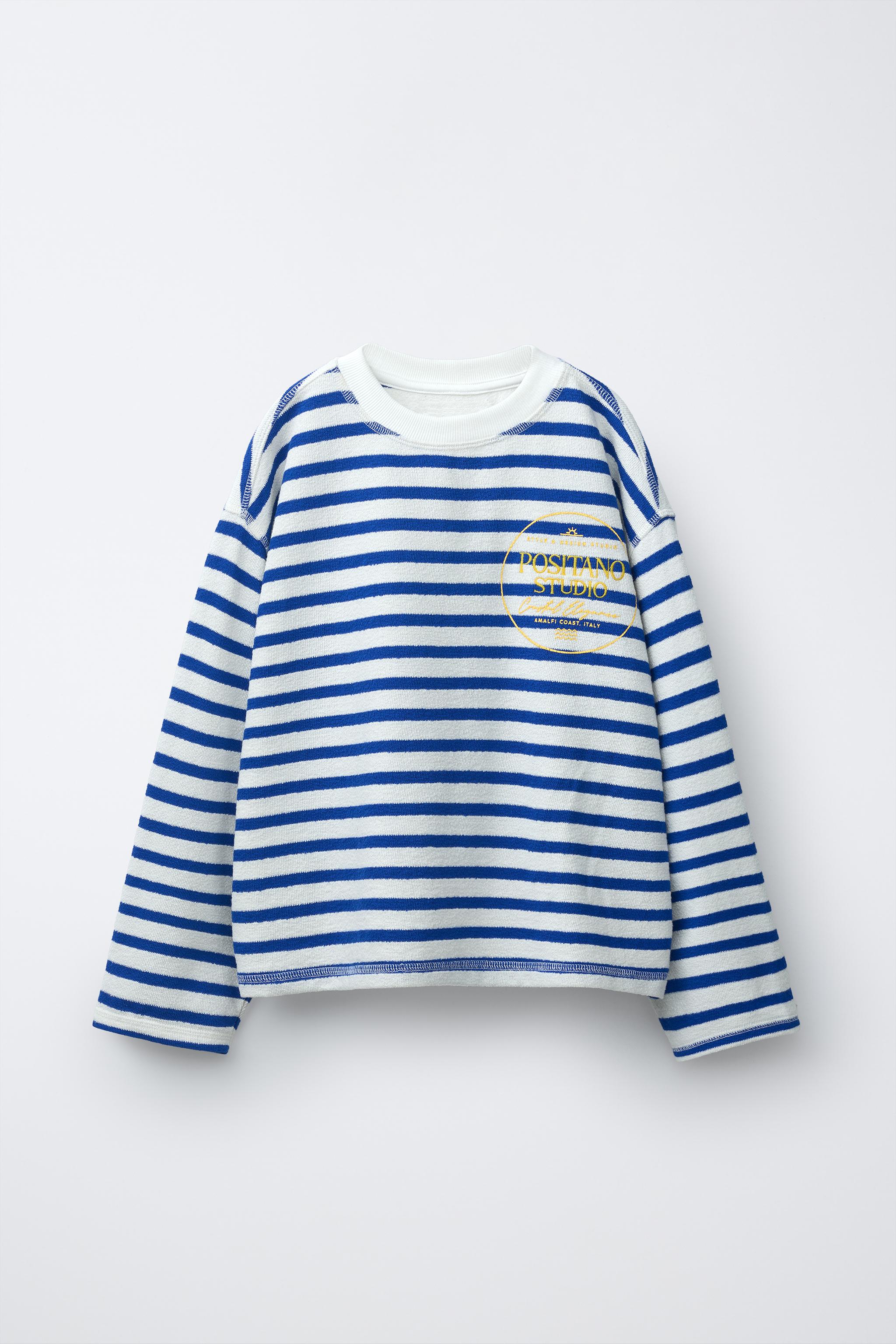 STRIPED AND TEXT T-SHIRT