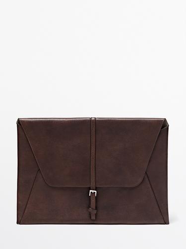 Zara Nappa leather laptop case - Chocolate