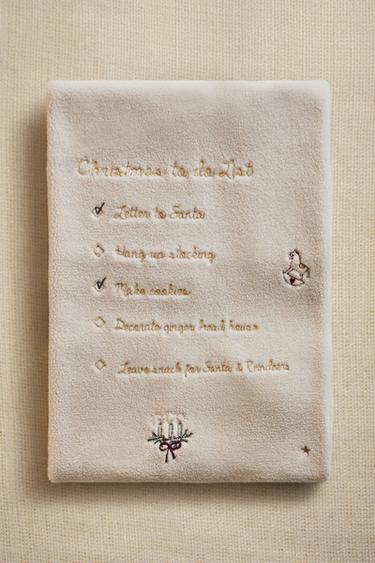 CHILDREN'S FLEECE BLANKET WITH CHRISTMAS LIST - Cream by Zara