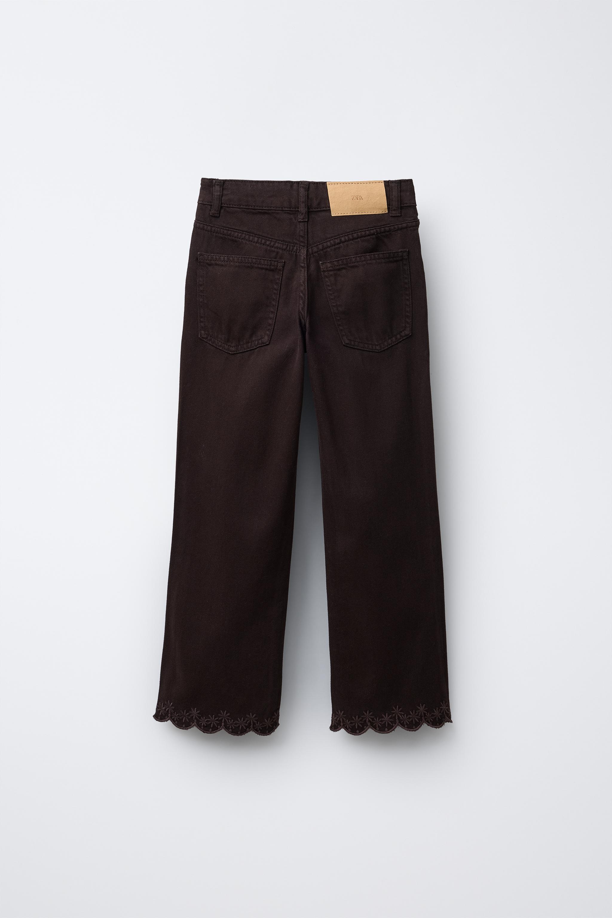 パンツ CHECK EMBROIDERY STRAIGHT PANTS SHENHE Women's Checkered Pants Split Hem Straight Leg