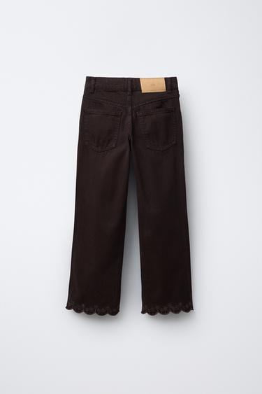 PANTALON DENIM STRAIGHT ONDULINA - Chocolat de Zara - Image 1