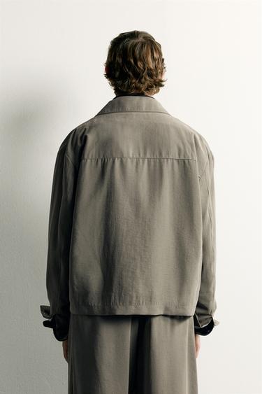FLUID BOXY-FIT OVERSHIRT — Ecru / Khaki 2