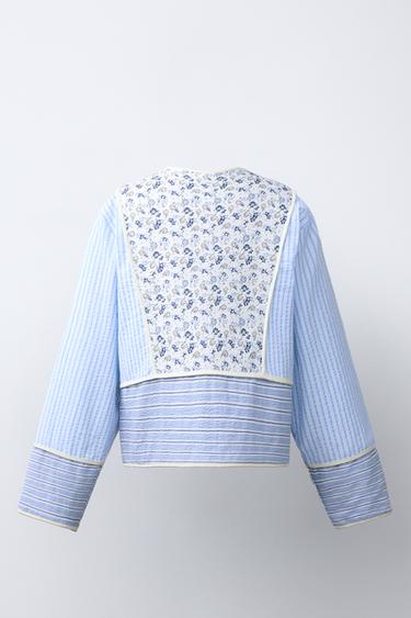 VESTE REMBOURRÉE PATCHWORK - Bleu / Blanc de Zara - Image 3