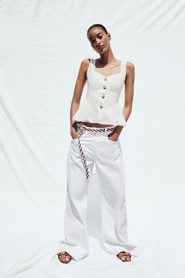 PEPLUM STRETCH VEST TOP - Oyster-white by Zara - Image 0