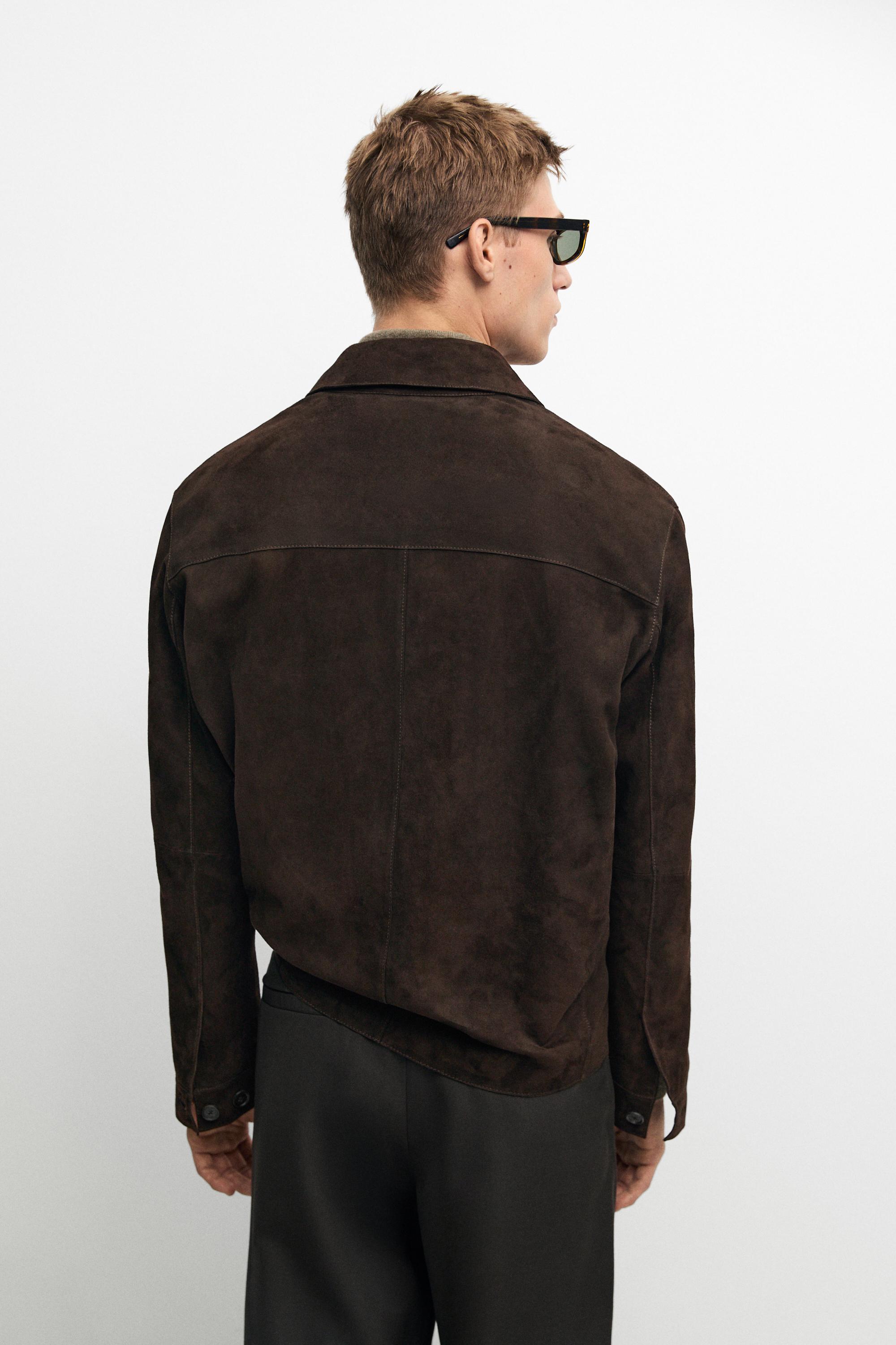 Suede leather pocket overshirt