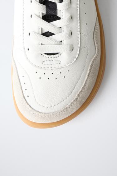 LEATHER BAREFOOT SNEAKERS - White by Zara - Image 3