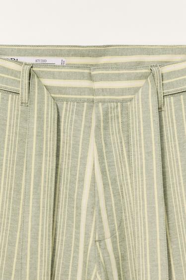 PANTALON COUPE AMPLE RAYURES LIMITED EDITION - Blanc / Vert de Zara - Image 5