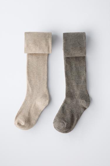 2-PACK OF PLAIN TIGHTS - Light beige by Zara