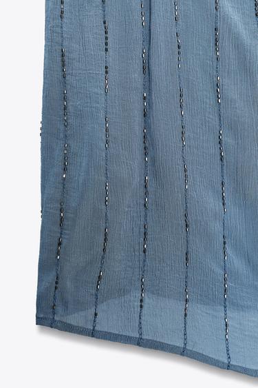 BEADED STRAPPY TOP - Petrol blue by Zara - Image 6