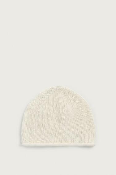100% LINEN KNIT BEANIE - Ecru by Zara