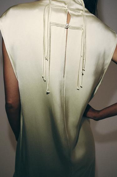 ROBE SATINÉE À BRANDEBOURGS ZW COLLECTION - Vert d'eau de Zara - Image 5