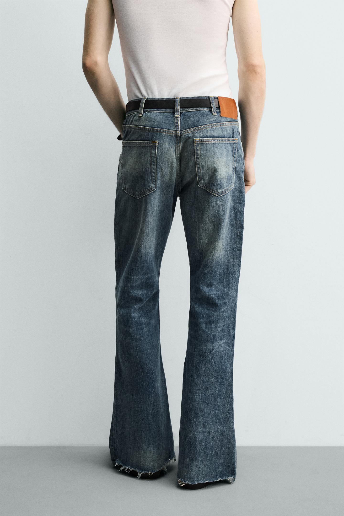 Мужские джинсы Zara Flare Fit, цвет: Синий / Зелёный — фото 3