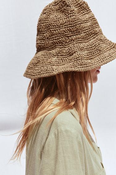 Zara BRAIDED BUCKET HAT - Light brown - Image 0