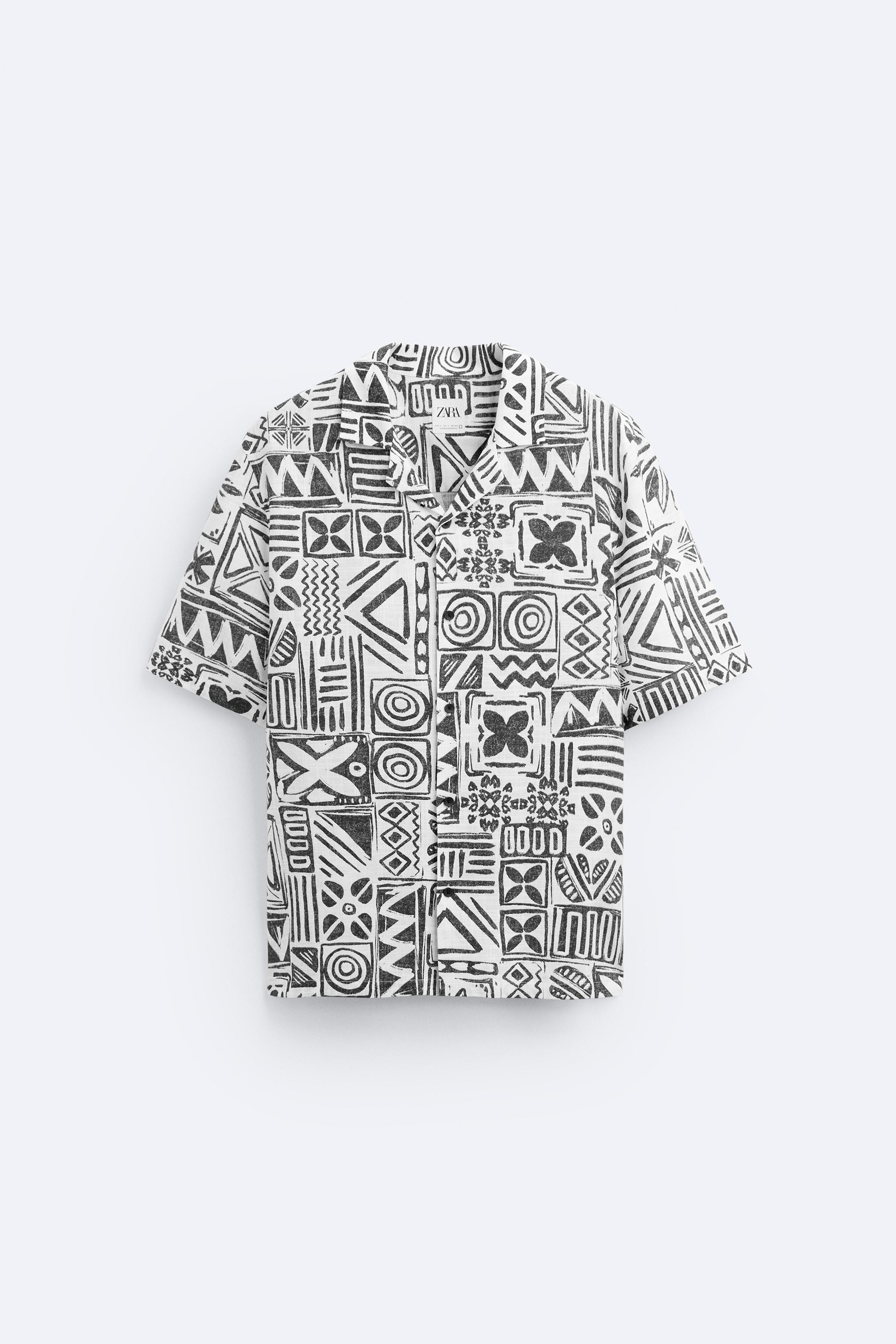 black white printed shirt