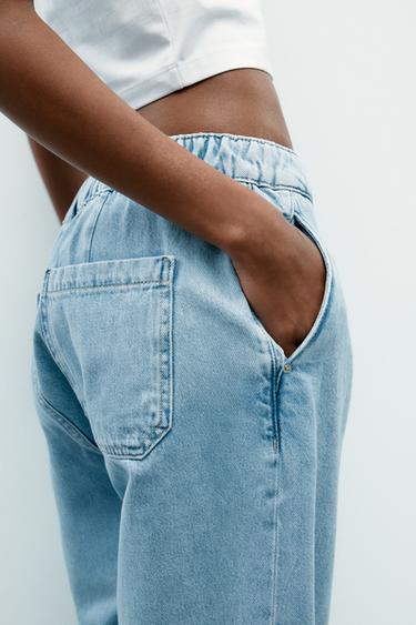 Z1975 HIGH-WAISTED CARROT FIT JEANS - Mid-blue by Zara