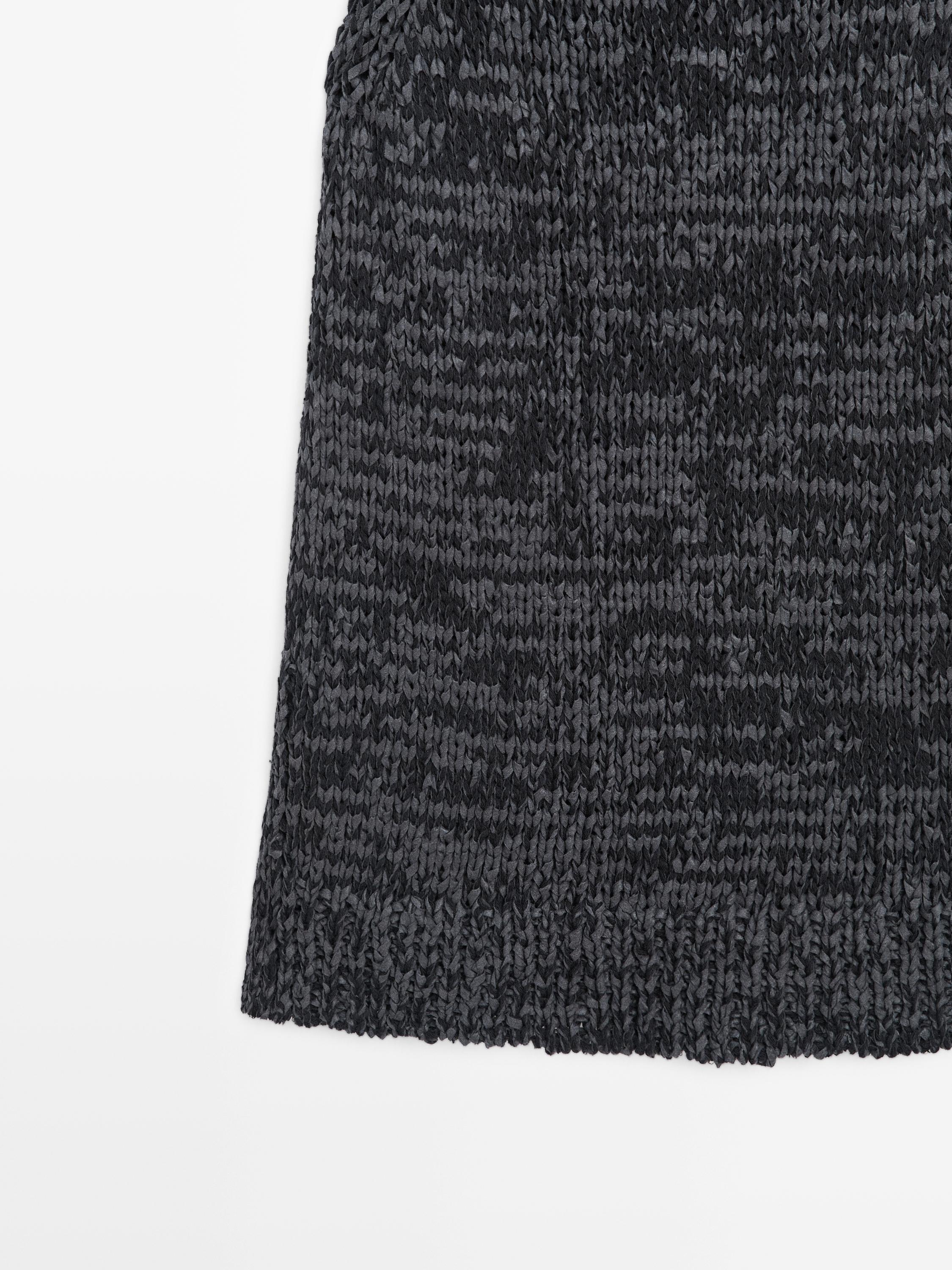 Top encolure américaine en maille chinée