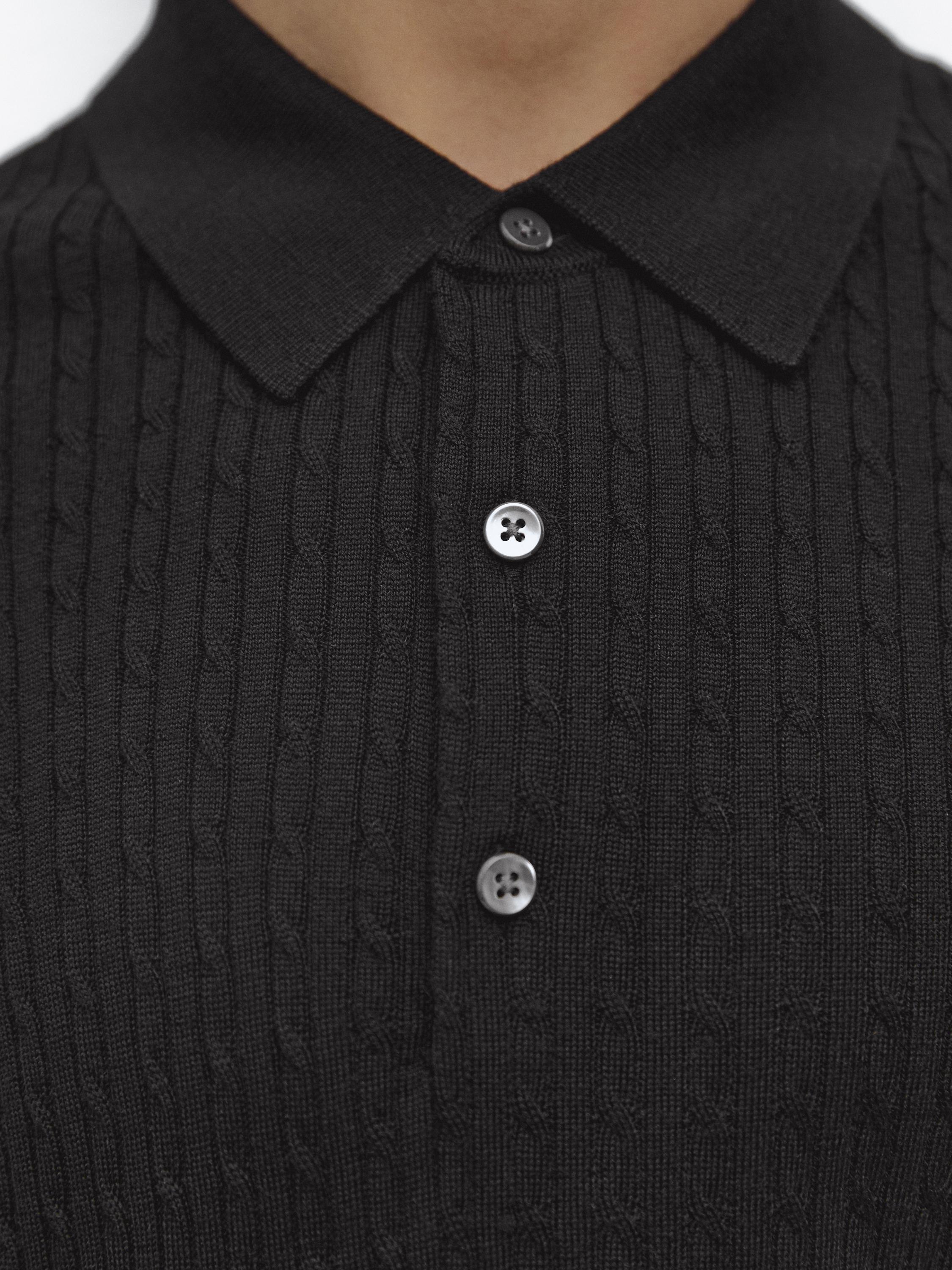 Merino wool knit polo sweater