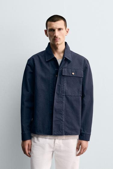 SURCHEMISE CANVAS POCHE - Bleu marine de Zara - Image 1