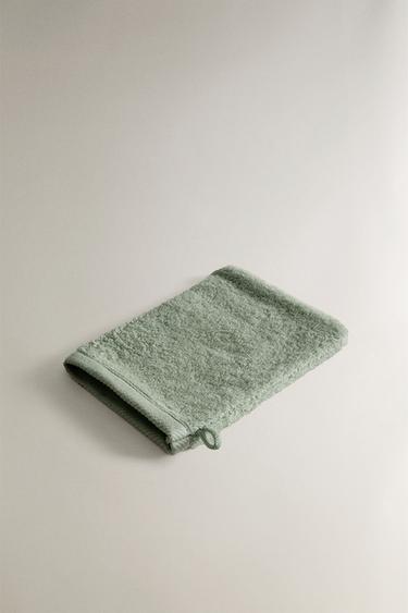 COTTON TERRY BATH MITT — Khaki 2